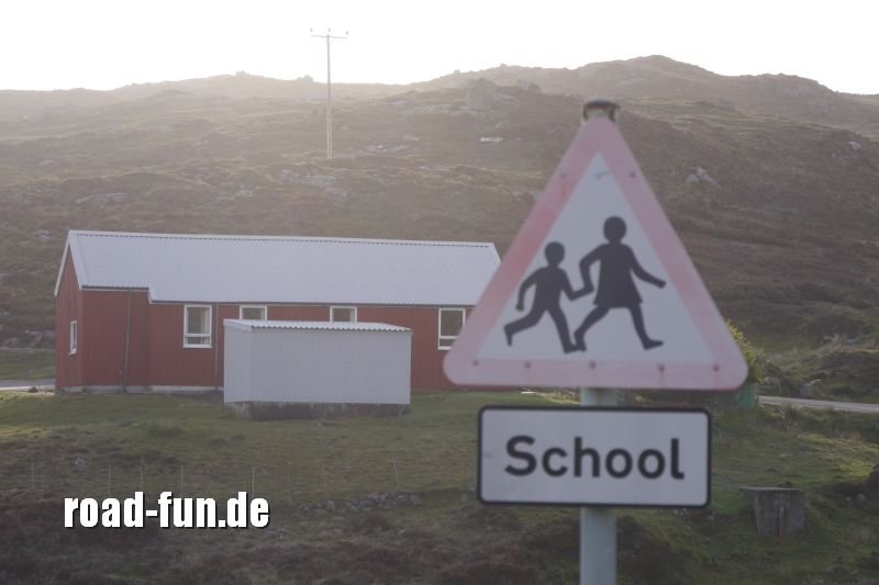 Gefahrenschild Outer Hebrides, Schottland -Schule, Kinder
