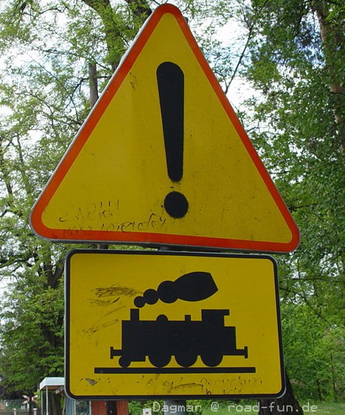 Gefahrenschild Polen - Unbeschrankter Bahnübergang (2)