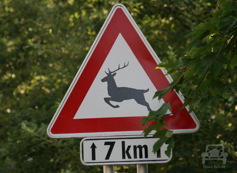 Gefahrenschild Wildwechsel - Slowakei 