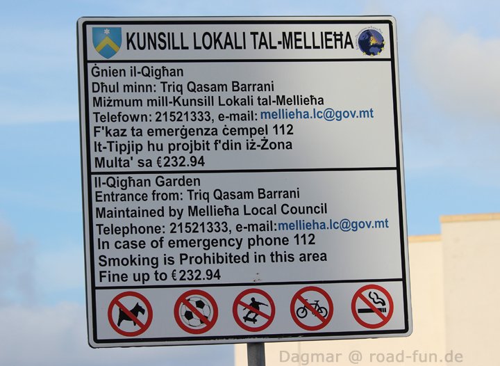 Malta Kommunales Hinweisschild