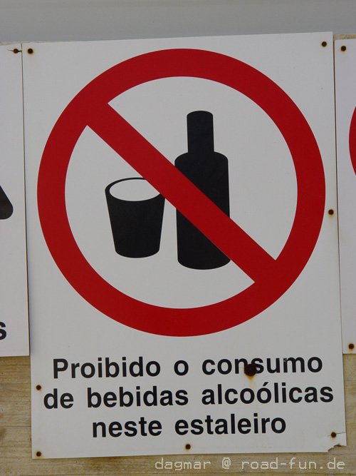 Verbotsschild Portugal - Alkoholkonsum