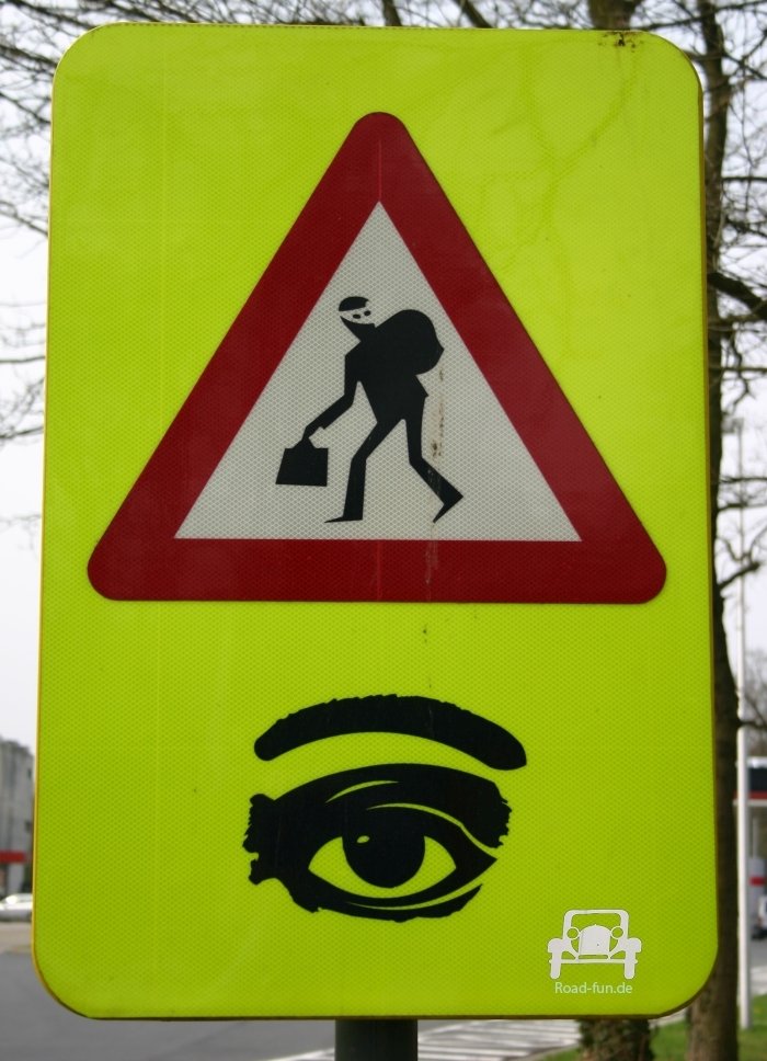 Verkehrsschild Strasse Diebstahl - Belgien