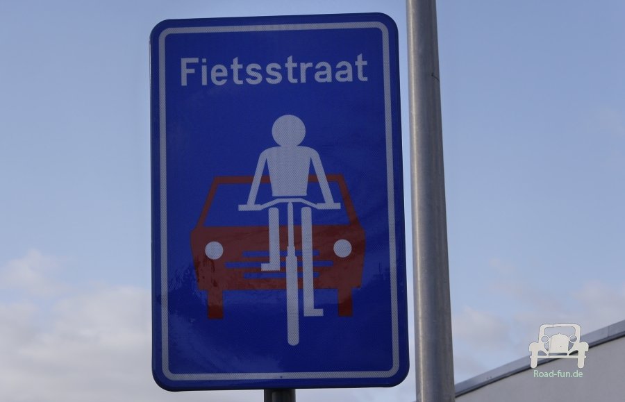 Verkehrsschild Hinweis Fahrradstrasse - Belgien