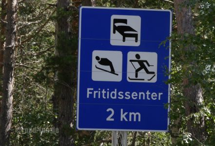 Hinweisschild Norwegen - Freizeitzenter