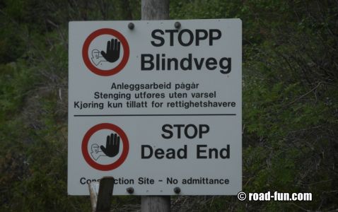 Verbotsschild Norwegen - Blind Weg