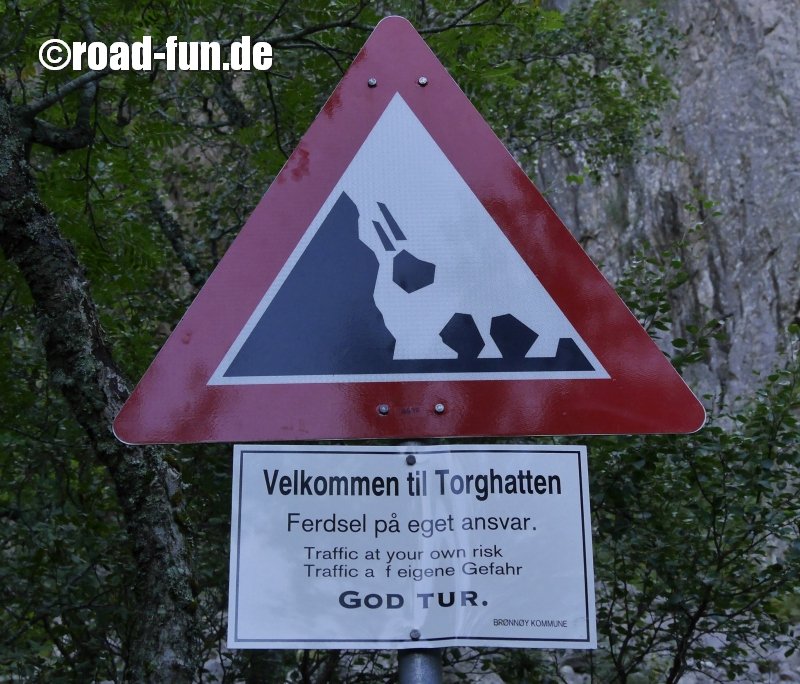 Gefahrenschild Norwegen - Steinschlag