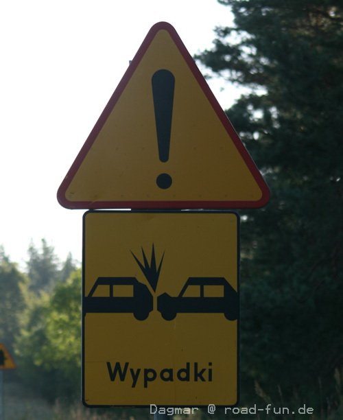 Gefahrenschild Polen - Auffahrgefahr