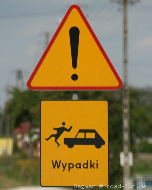 Gefahrenschild Polen - Unfallgefahr (2)