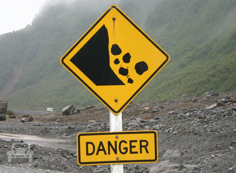 Gefahrenschild In Neuseeland