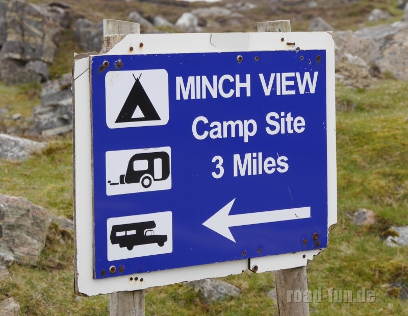 Hinweisschild Outer Hebrides, Schottland - Campingplatz