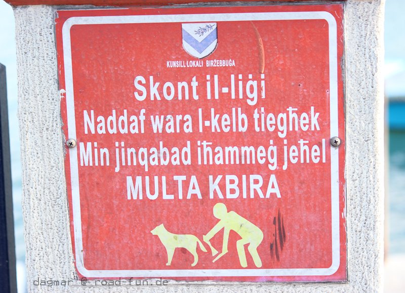 Malta Hinweisschild - Hunde