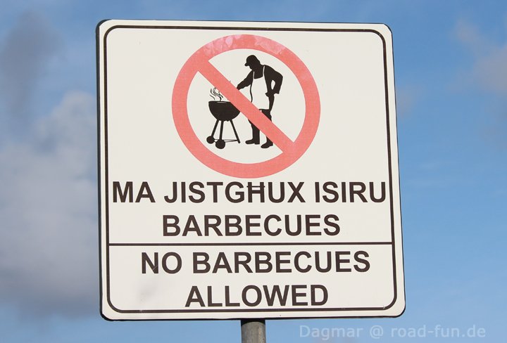 Malta Verbotsschild - kein Barbecue