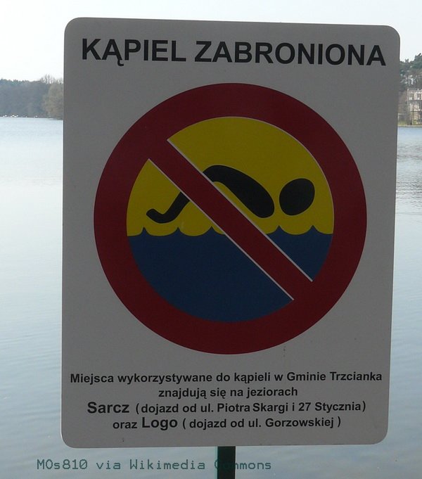 Verbotsschild Polen - Schwimmen