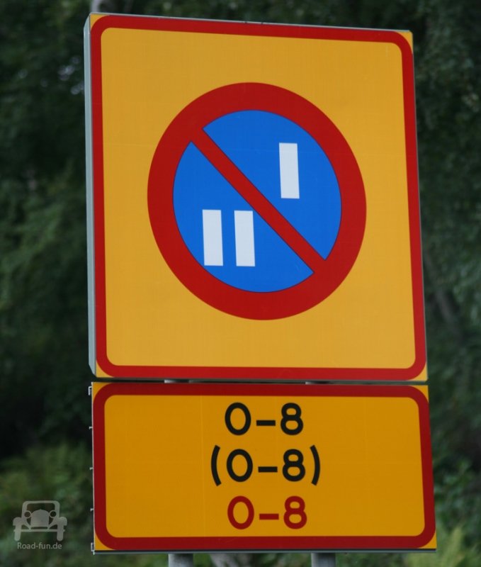 Verbotsschild Schweden - Parkzonen