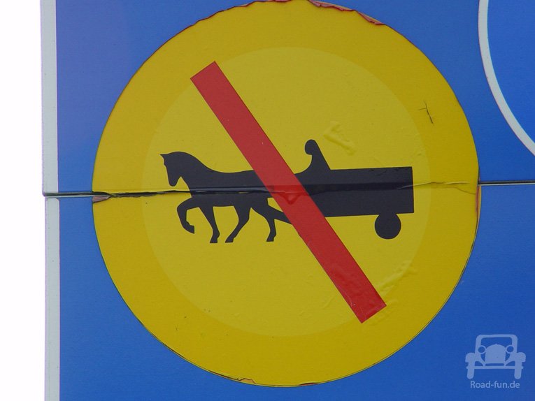 Verbotsschild Schweden - Pferdegespann