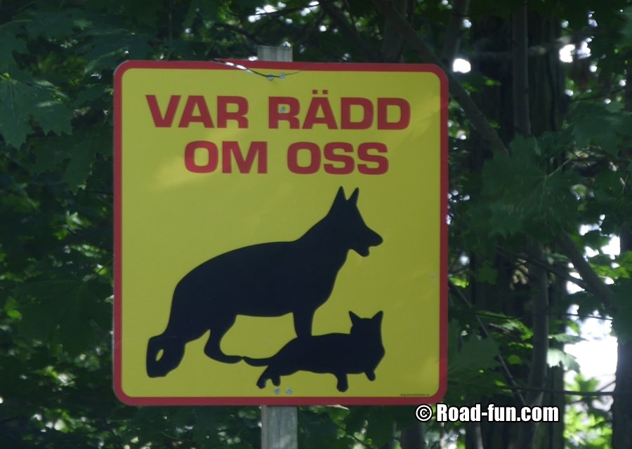Warnschild Schweden - Auf Haustiere Achten