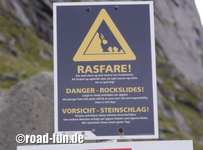 Gefahrenschild Norwegen - Steinschlag