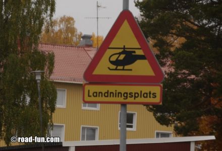 Gefahrenschild Schweden - Hubschrauber Landeplatz