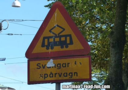 Gefahrenschild Schweden - Tram