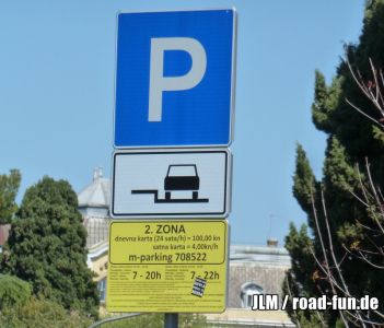Hinweisschild Parken Kroatien