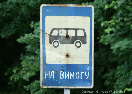 Hinweisschild Ukraine - Bus3