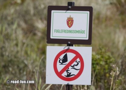 Verbotsschild Norwegen - Vogelschutzgebiet