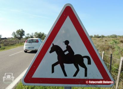 Gefahrenschild Pferd und Reiter - Frankreich